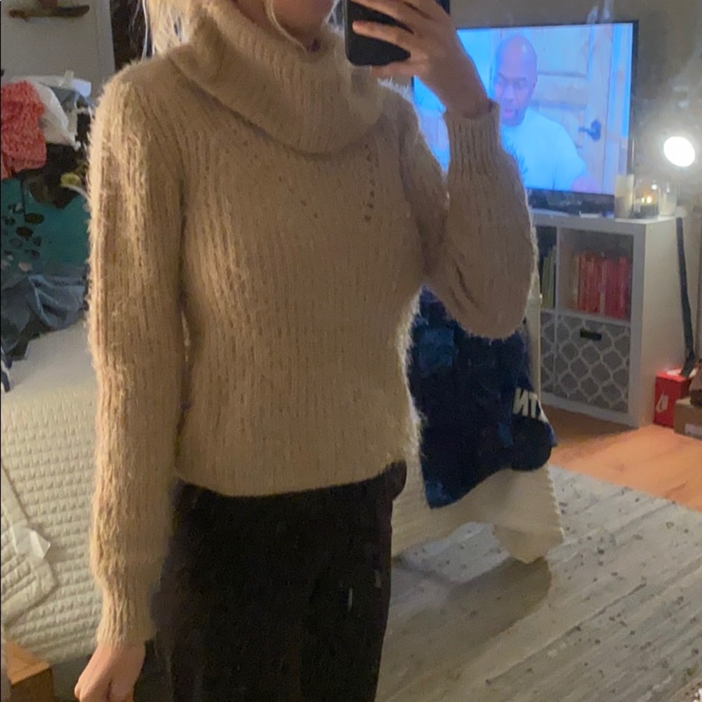 beige knit super soft turtle neck